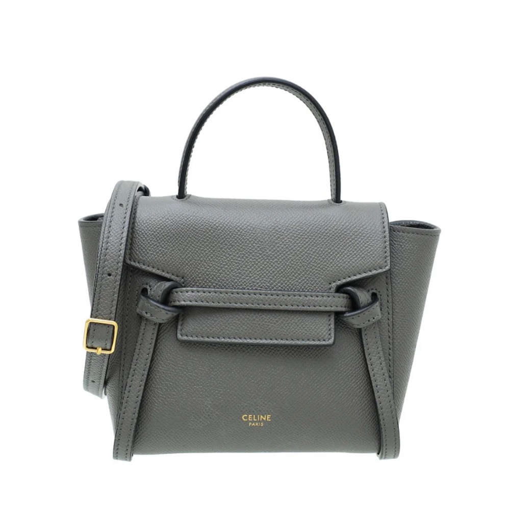 Celine Nano Belt Bag in Gray Leather, Authentic